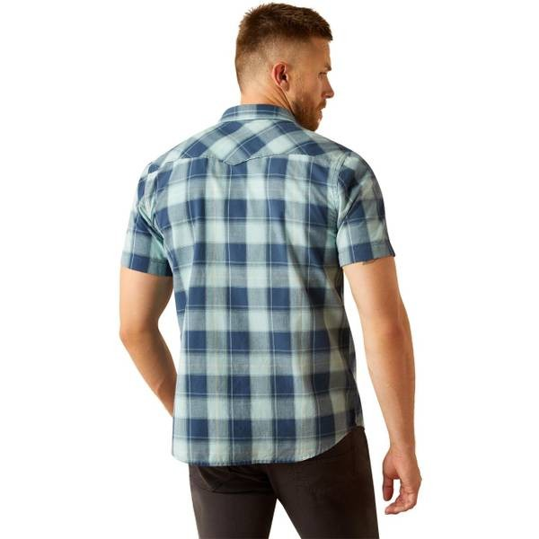 Ariat Men's Short Sleeve Hersh Retro Fit Shirt - Medium Blue