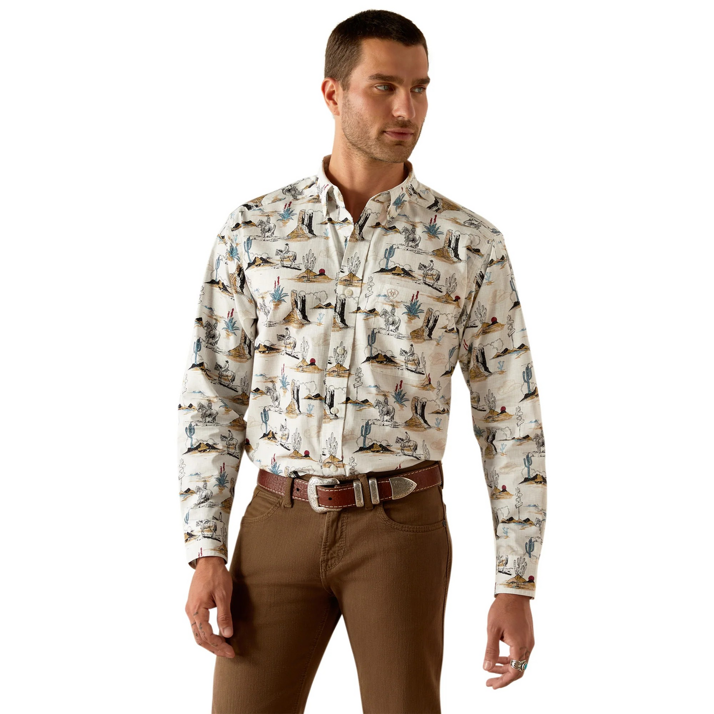 Ariat Men's Long Sleeve Gunder Classic Fit Shirt- Off White