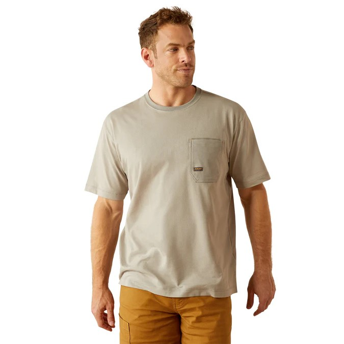 Ariat Men's Rebar Workman Airflow Short Sleeve Work Shirt- Wild Dove
