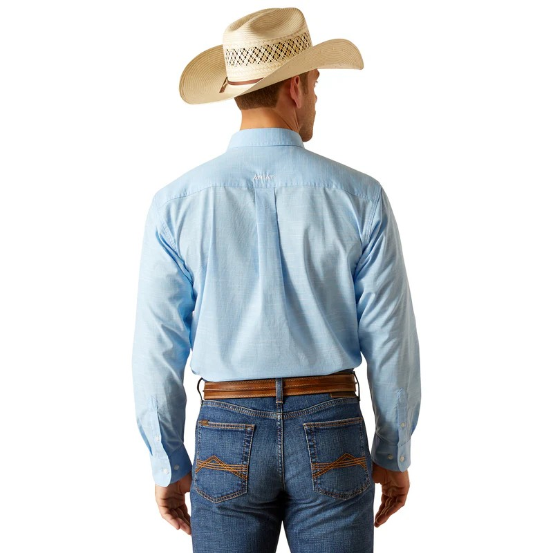 Ariat Men's  Solid Slub Classic Fit Shirt - Coast Azure Blue