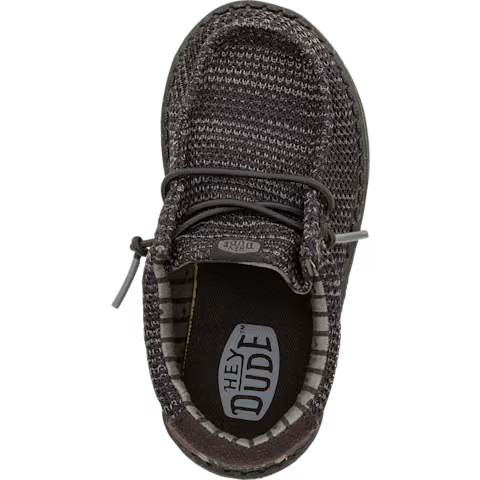 Hey Dude Toddler Wally T Stretch Sox Shoes - Black/Black