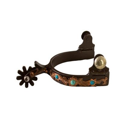 Aime Imports Women's Antique N Gem 1 1/4" Shank 9" PT Rowel Spur - Brown Brass