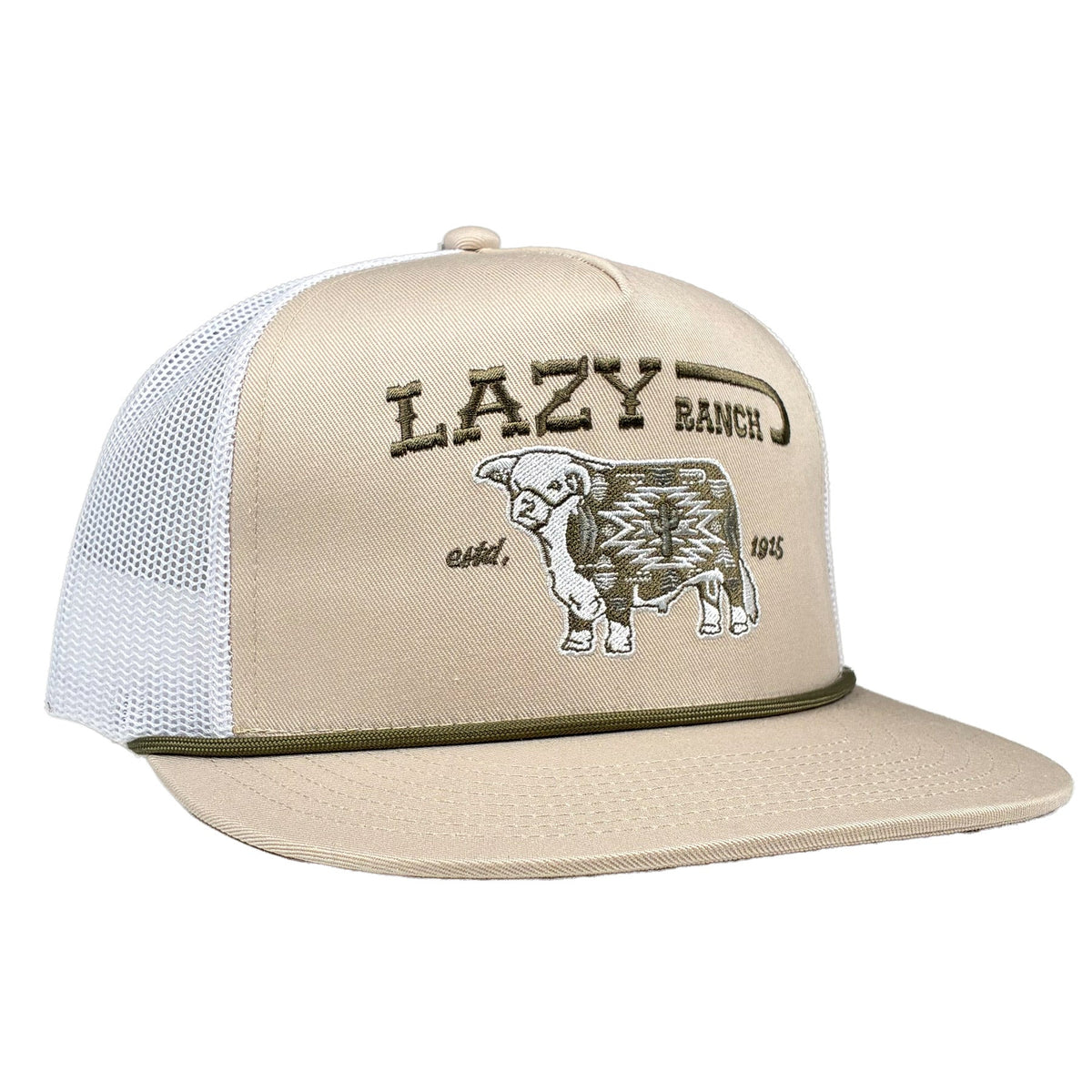 Lazy J Ranch Tan & White Alpine Classic Rope Trucker Hat