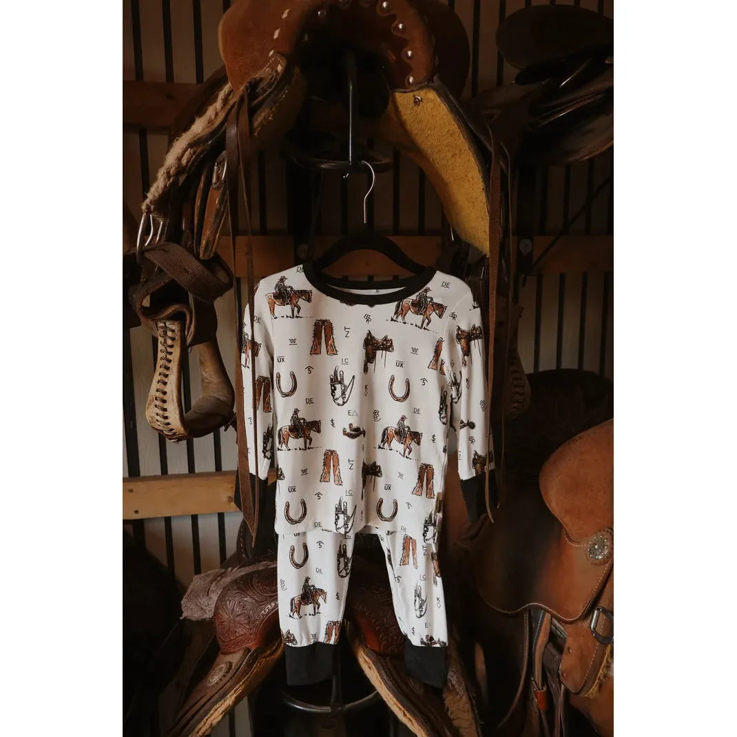 Boots & Bows The Branding Pen Toddler Sleepwear Set - White
