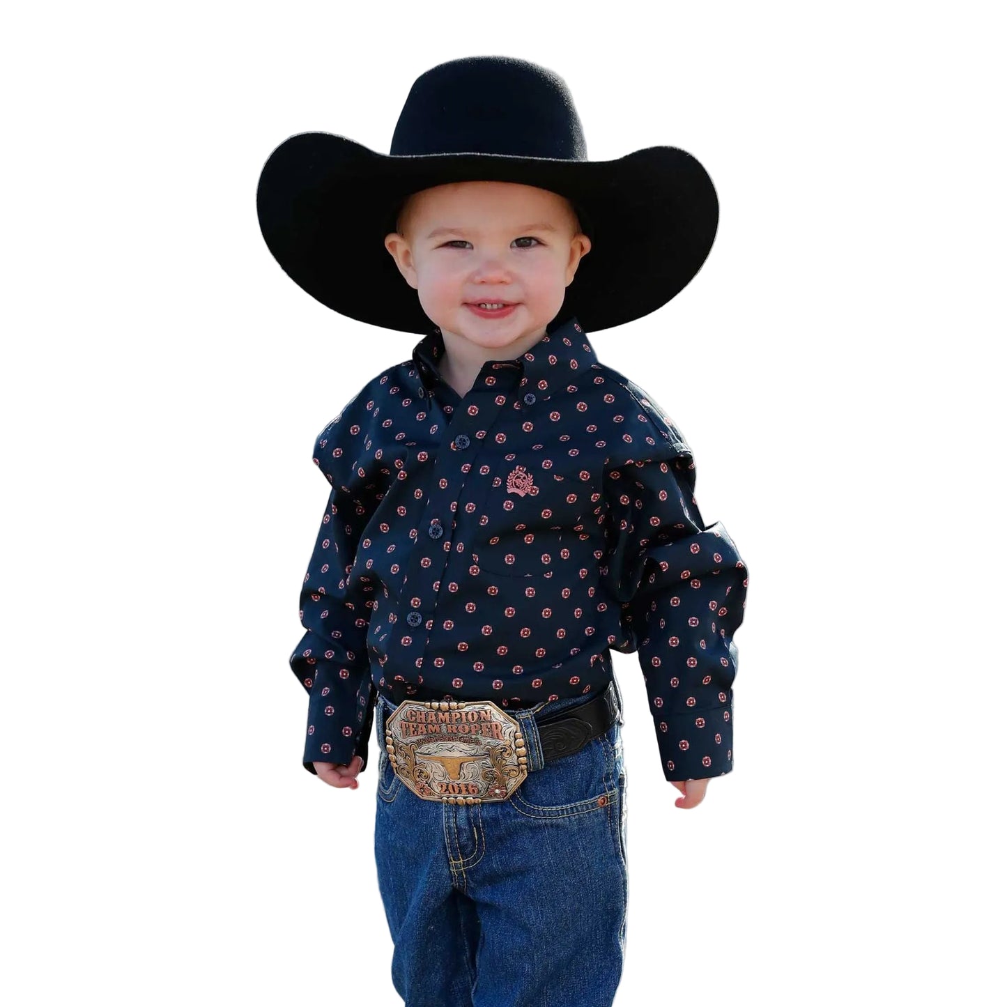 Cinch Toddler Boy's Print Long Sleeve Shirt - Navy