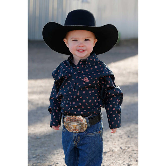 Cinch Toddler Boy's Print Long Sleeve Shirt - Navy