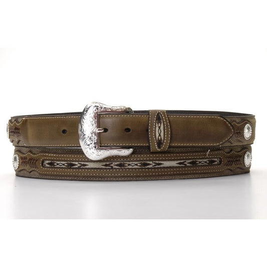 Nocona Men's Top Hand Aztec Ribbon Belt - Brown