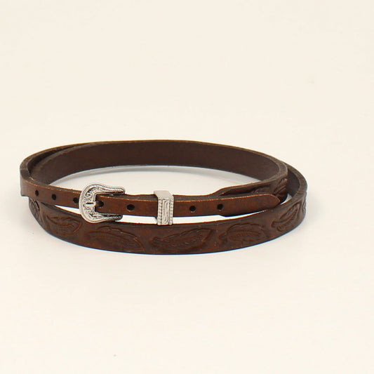 Twister Feather Tooled Hat Band - Brown