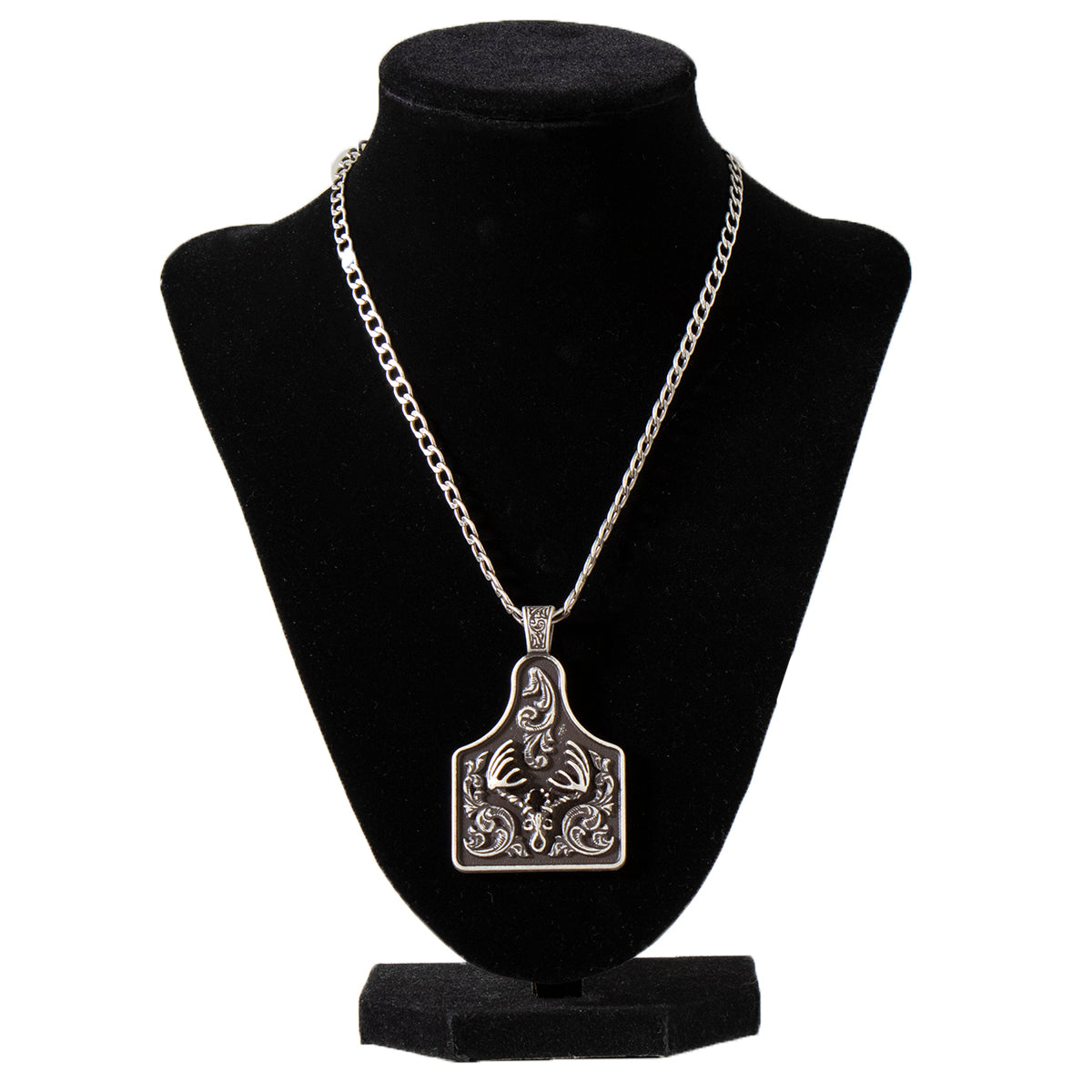 Twister Men's 24" Deer Skull Chain Necklace - Silver