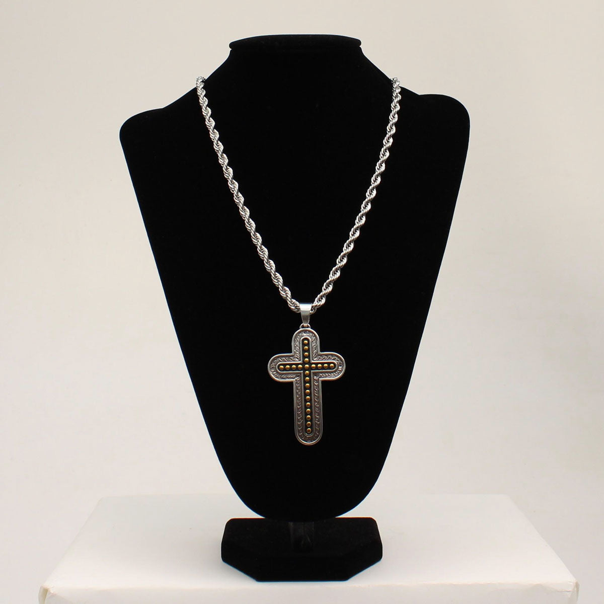 Twister Men's Antique Cross Necklace - Silver/Gold