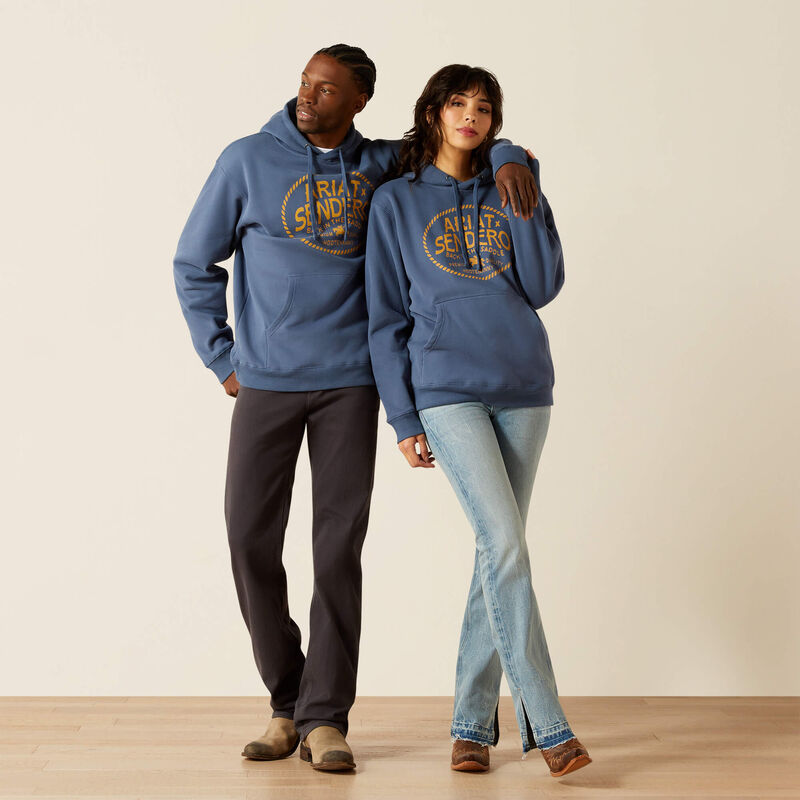 Ariat Men's Long Sleeve Sendero Back in the Saddle Hoodie - Dark Denim