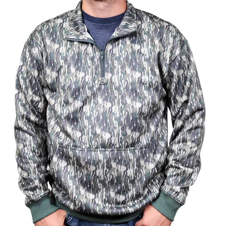 Brand Cowboy Unisex The Rustler Quarter Zip Outerwear Pullover - Camo Green/Gray/Brown