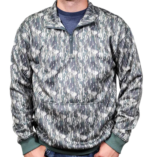 Brand Cowboy Unisex The Rustler Quarter Zip Outerwear Pullover - Camo Green/Gray/Brown