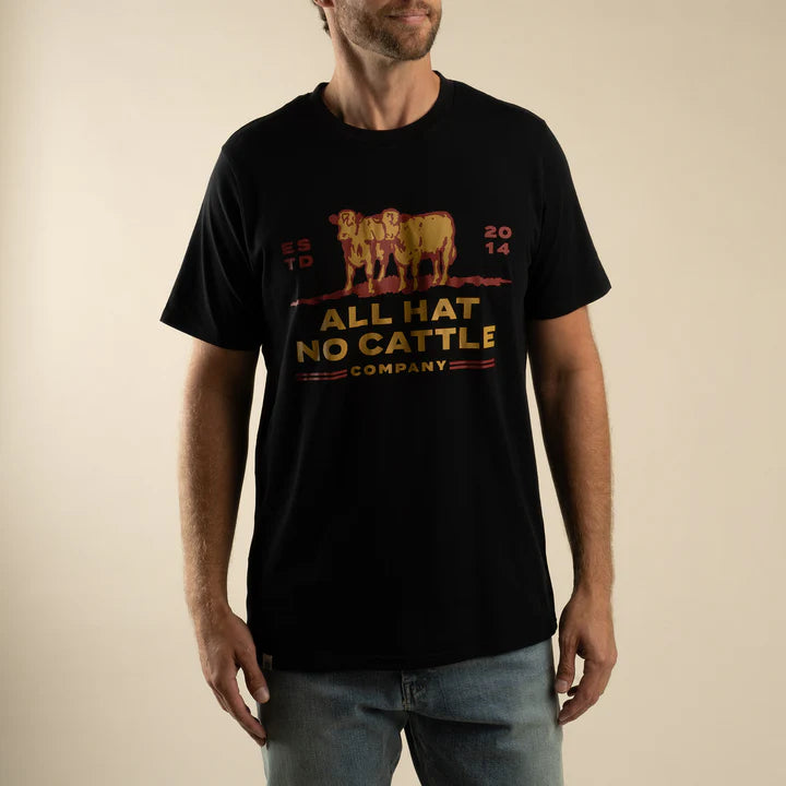 Sendero Unisex All Hat No Cattle Short Sleeve Tee Shirt - Black