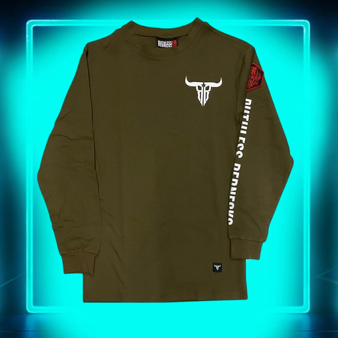 Ruthless Rednecks Support Your Local Dirtbag Long Sleeve Shirt - Army Green - Irvine Tack &amp; Western Wear