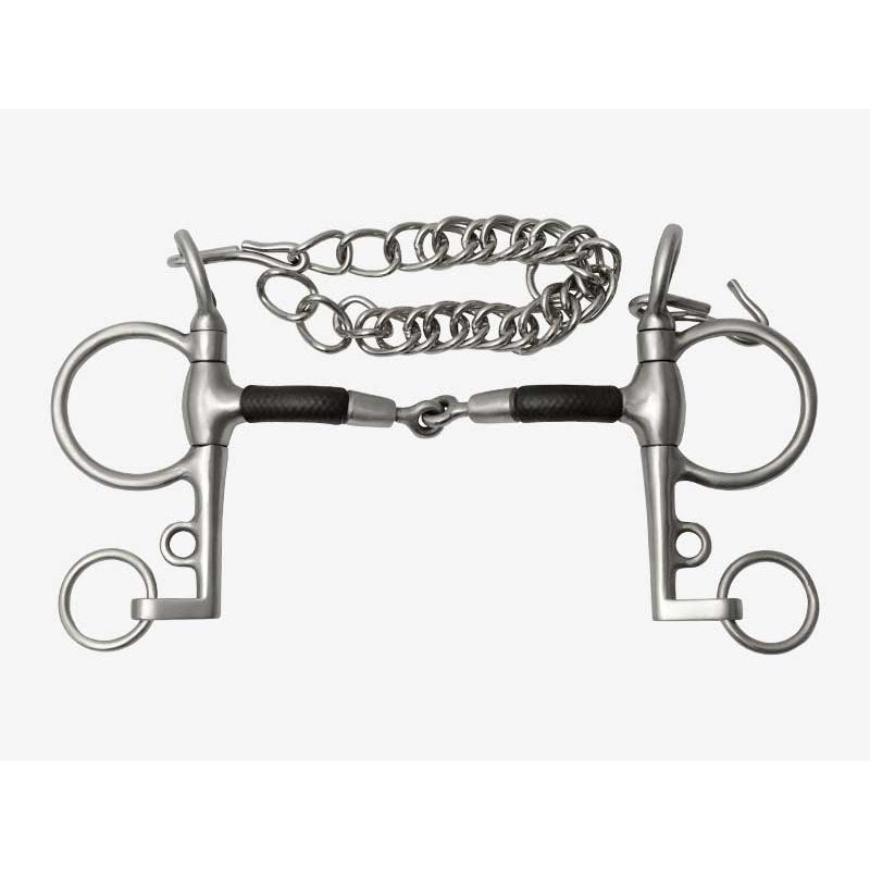 Metalab FG Reining Collection Clinician Pinchless Pelham Bit w/Rubber Covered Bars