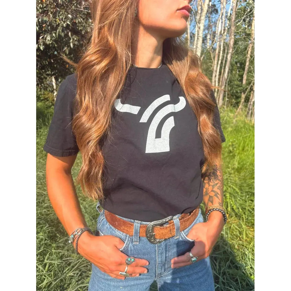 B8 Ranch Apparel Unisex Large Logo Fitted Tee Shirt - Black