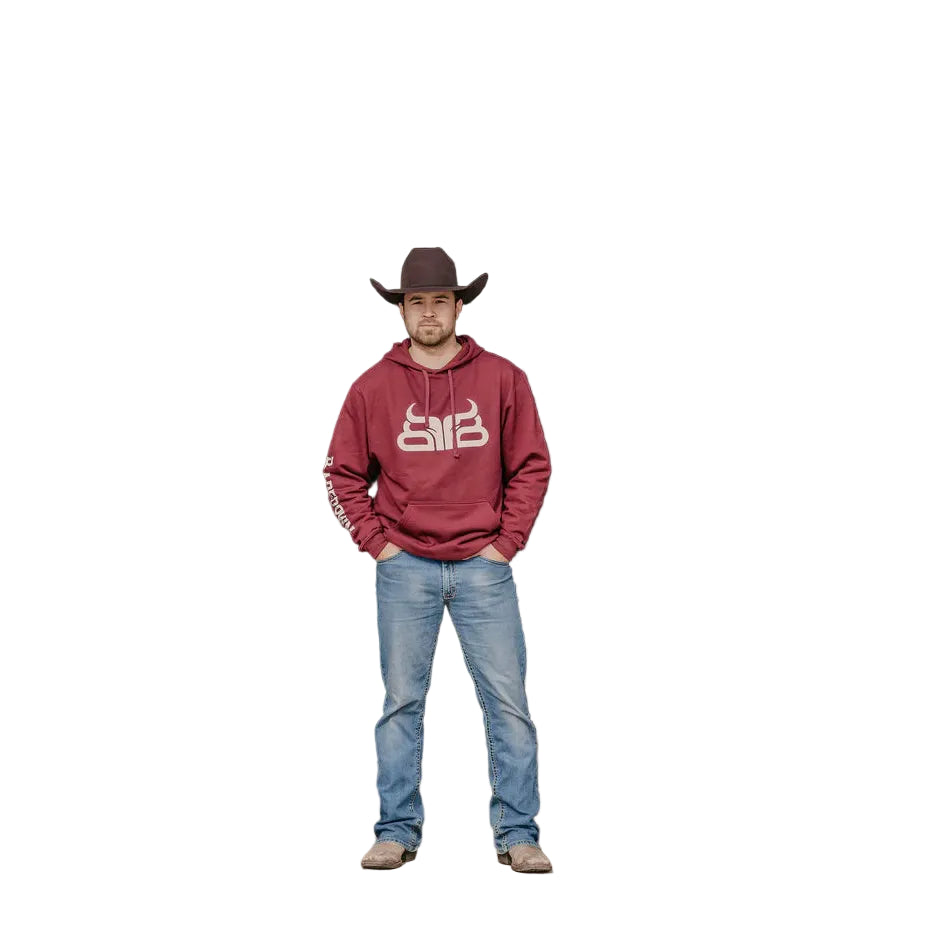 Baredown Unisex Cowpoke Hoodie - Maroon/White