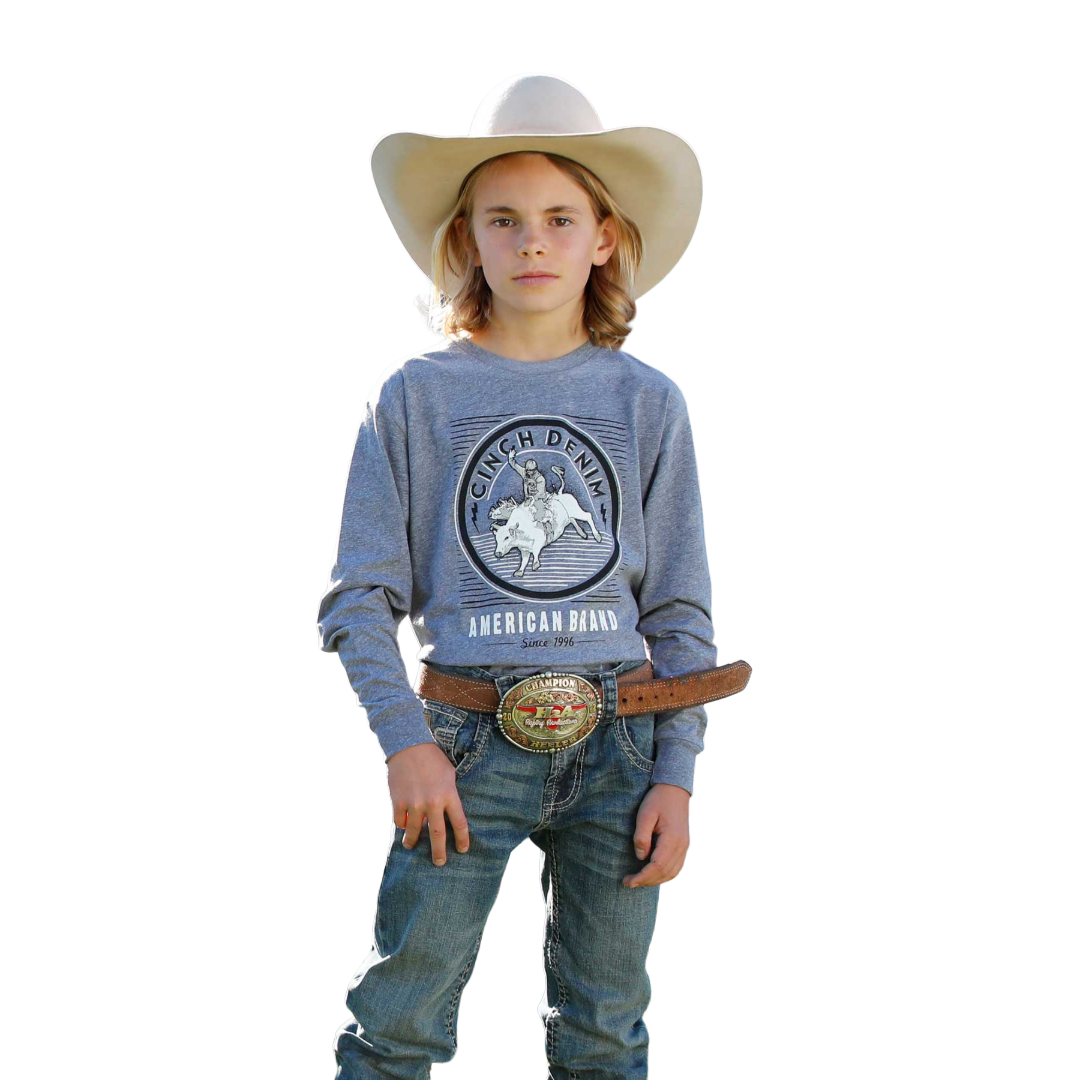Cinch Boy's Long Sleeve Tee Shirt- Grey