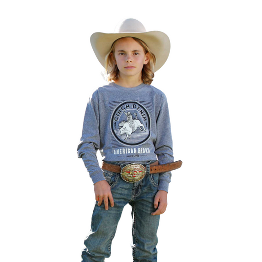 Cinch Boy's Long Sleeve Tee Shirt- Grey