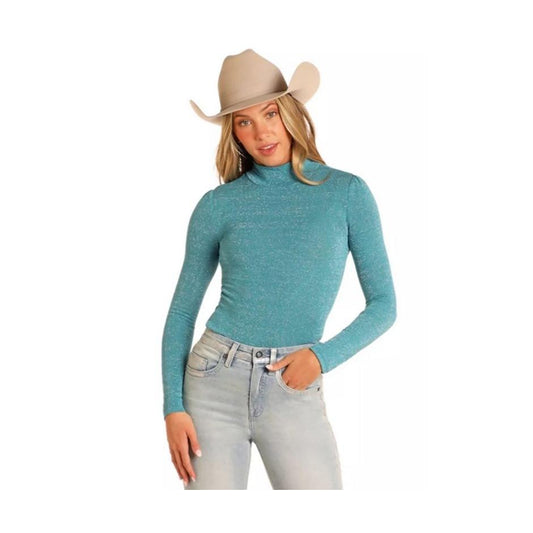 Rock & Roll Women's Lurex Turtleneck Top - Assorted Colours