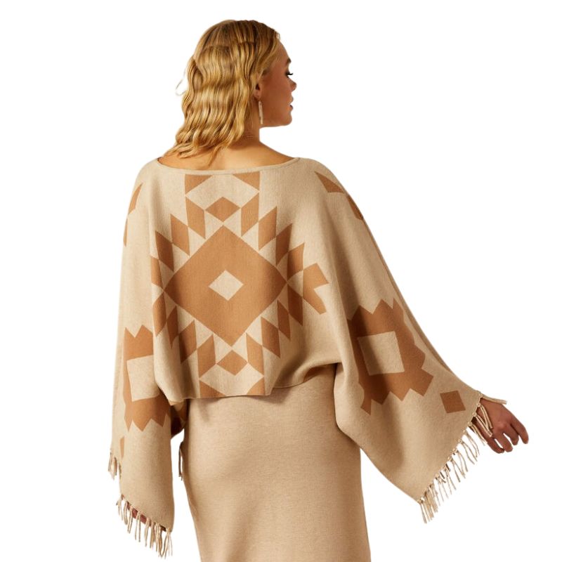 Ariat Women's Sunset Chic Sweater Poncho - Oatmeal/Tannin