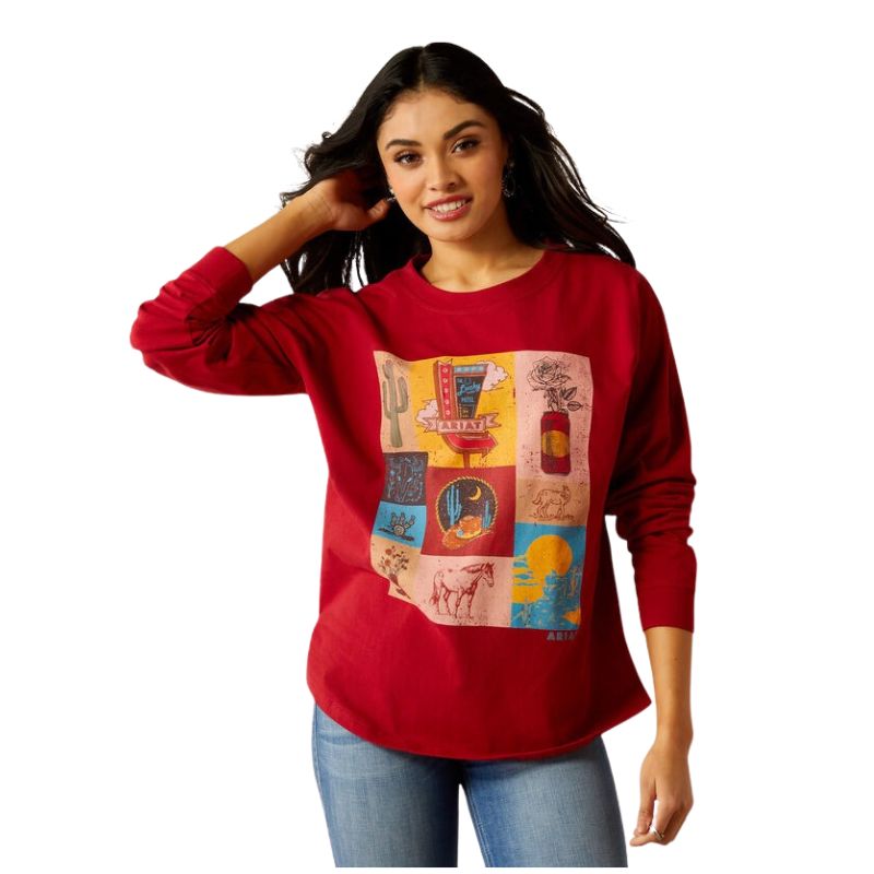 Ariat Women's Roadside Oversized Long Sleeve Shirt - Rio Red