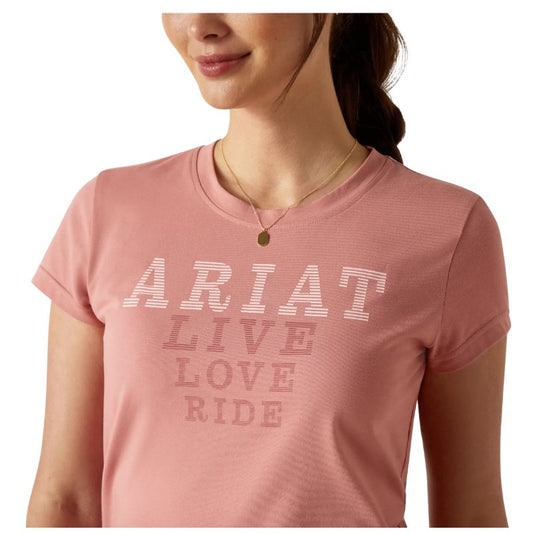 Ariat Women's Live Love Ride Short Sleeve T-Shirt - Dusty Rose