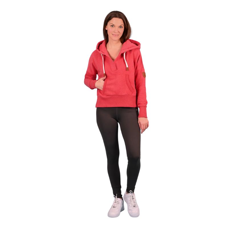 Wanakome Cropped Open Front Hoodie- Coral Pink