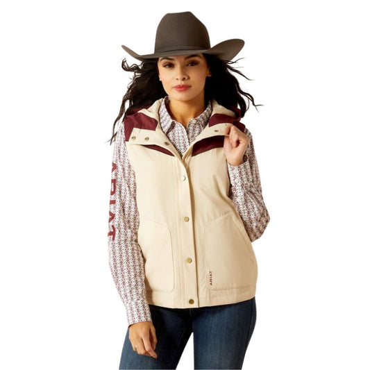 Ariat Women's Stretch Shell Vest-Summer Sand/ Tawny Port
