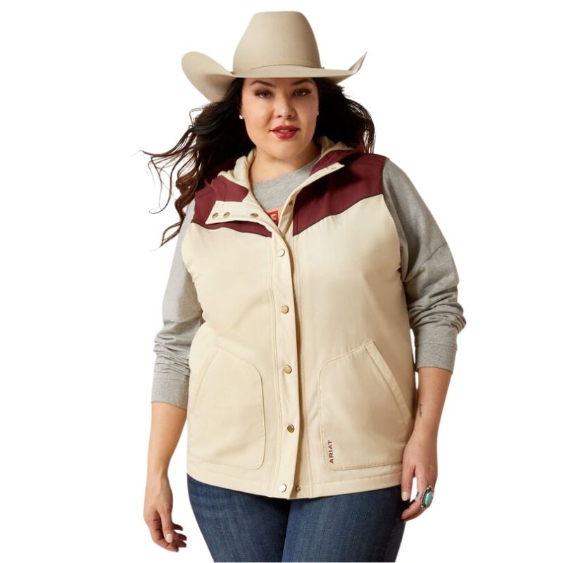 Ariat Women's Stretch Shell Vest-Summer Sand/ Tawny Port