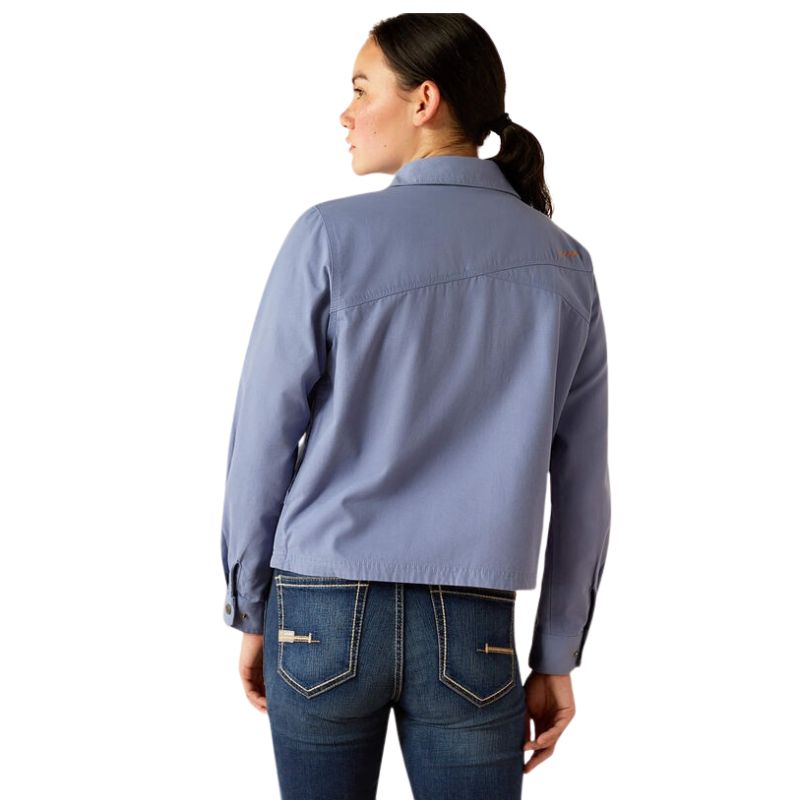 Ariat Women's Rebar Cropped Woven Shirt Jacket- Smoke Grey