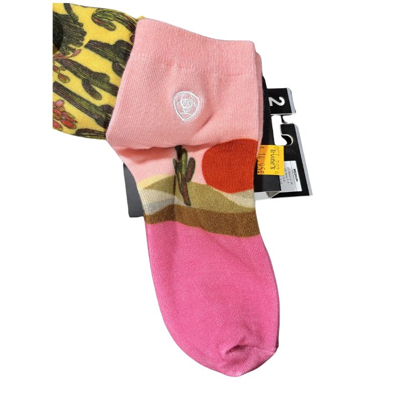 Ariat Cactus Sunset Ankle Sock- Multi Color 2 pack