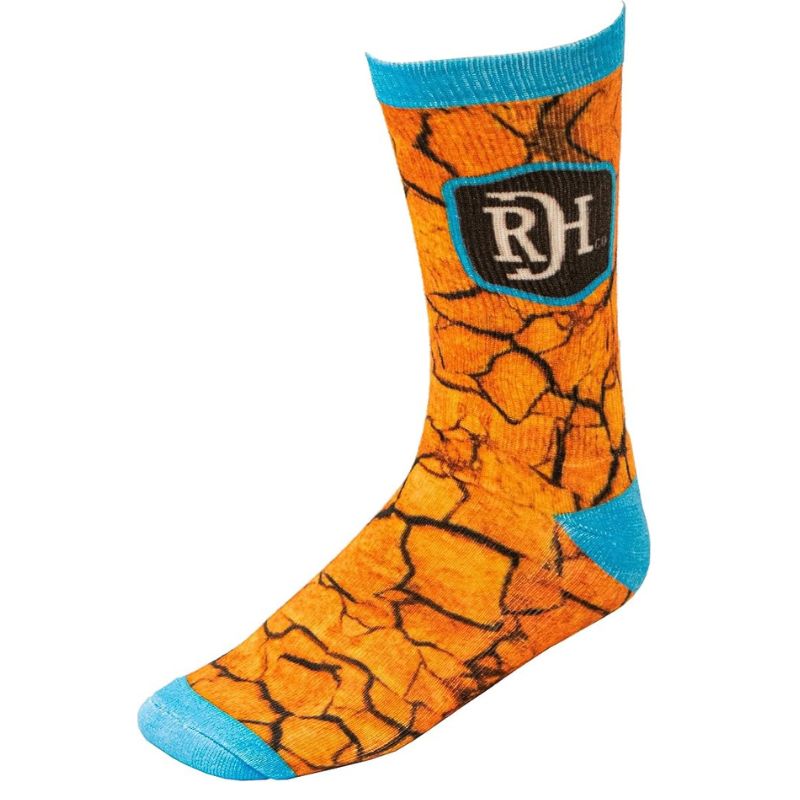 RDHC Unisex Cracked Red Dirtbed Crewcut Socks - Orange/Blue