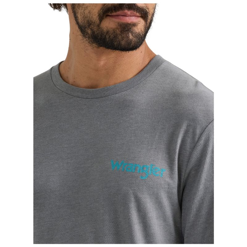 Wrangler Men's Graphic Long Sleeve T Shirt- Graphite Heather