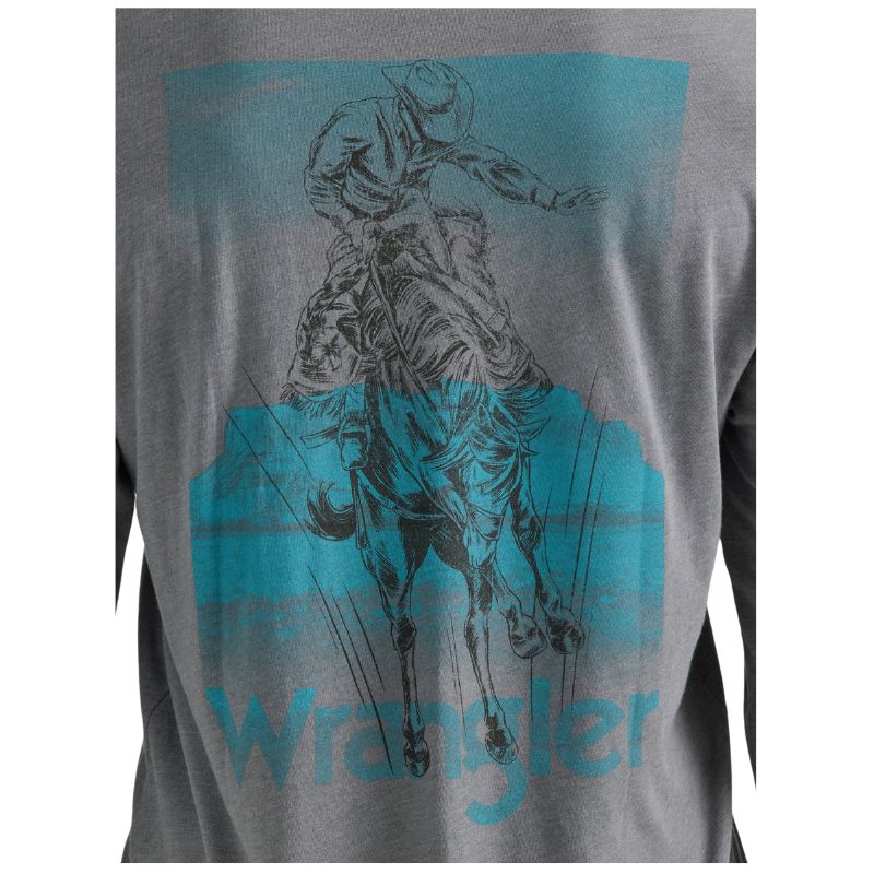 Wrangler Men's Graphic Long Sleeve T Shirt- Graphite Heather