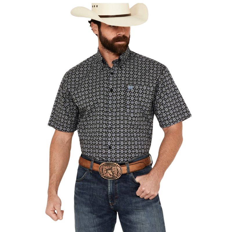 Cinch Men's Short Sleeve Medallion Shirt - Black