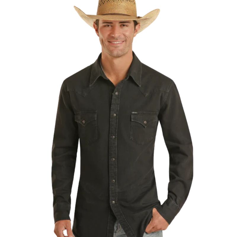 Rock & Roll Men's Long Sleeve Shirt - Black