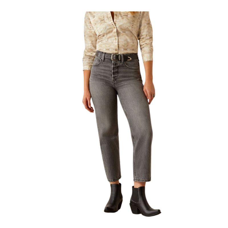 Ariat Women's Ultra High Rise Jazmine Tomboy Relaxed Straight Leg Jeans- Vintage Black