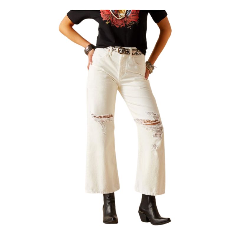 Ariat Women's  High Rise Tomboy Wide Leg Crop Jeans White