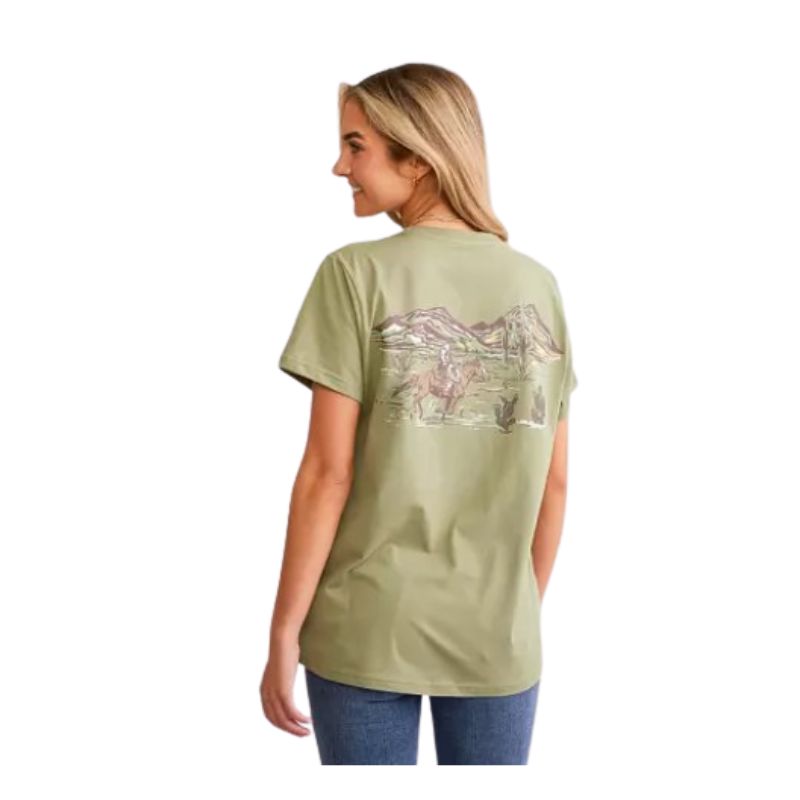 Ariat Women's Desert Scene Short Sleeve T-Shirt - Oil Green