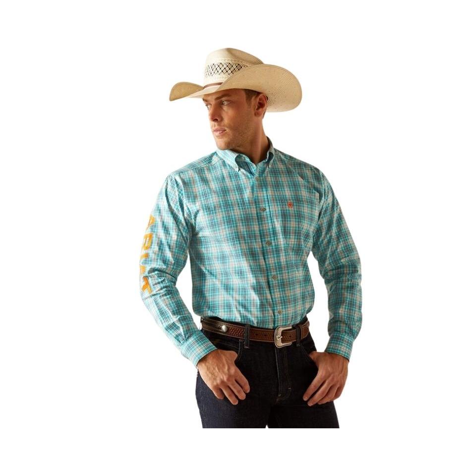 Ariat Men's Team Vincent Classic Fit Long Sleeve Shirt- Turquoise