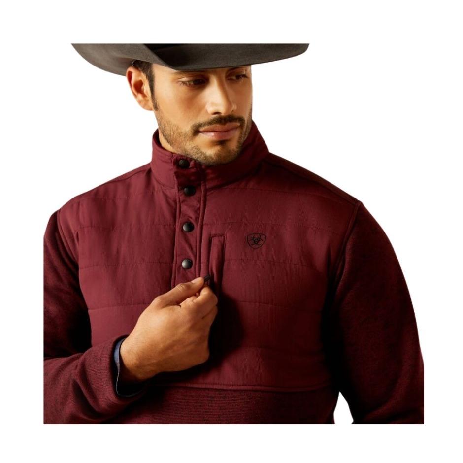 Ariat Men's Long Sleeve Caldwell Reinforced Snap Sweater - Burgundy