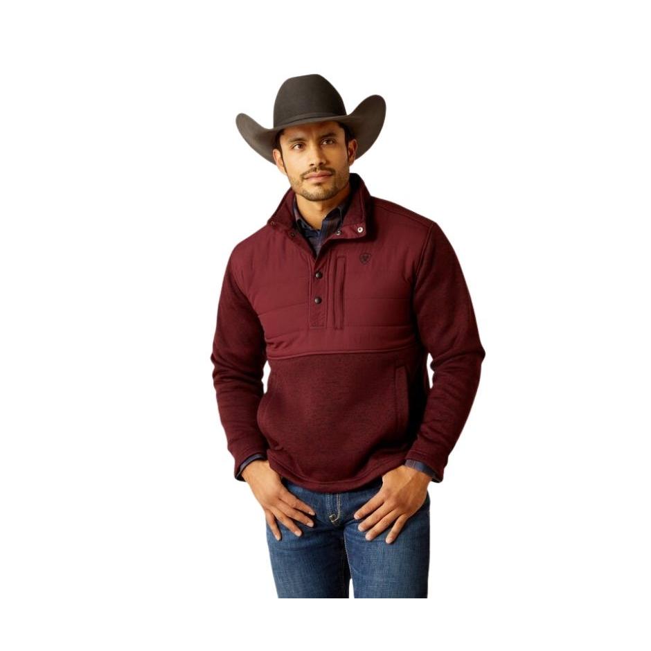 Ariat Men's Long Sleeve Caldwell Reinforced Snap Sweater - Burgundy