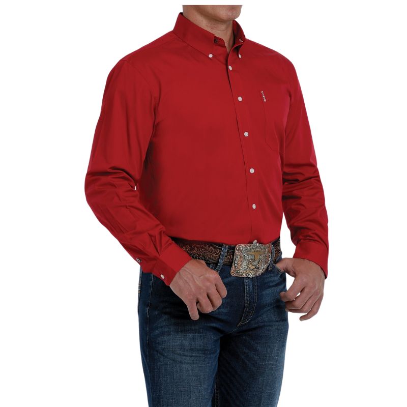 Cinch Men's Solid Modern Western LS - Red