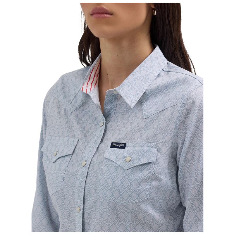 Wrangler Retro Women's Western Long Sleeve Dress Shirt- Blue