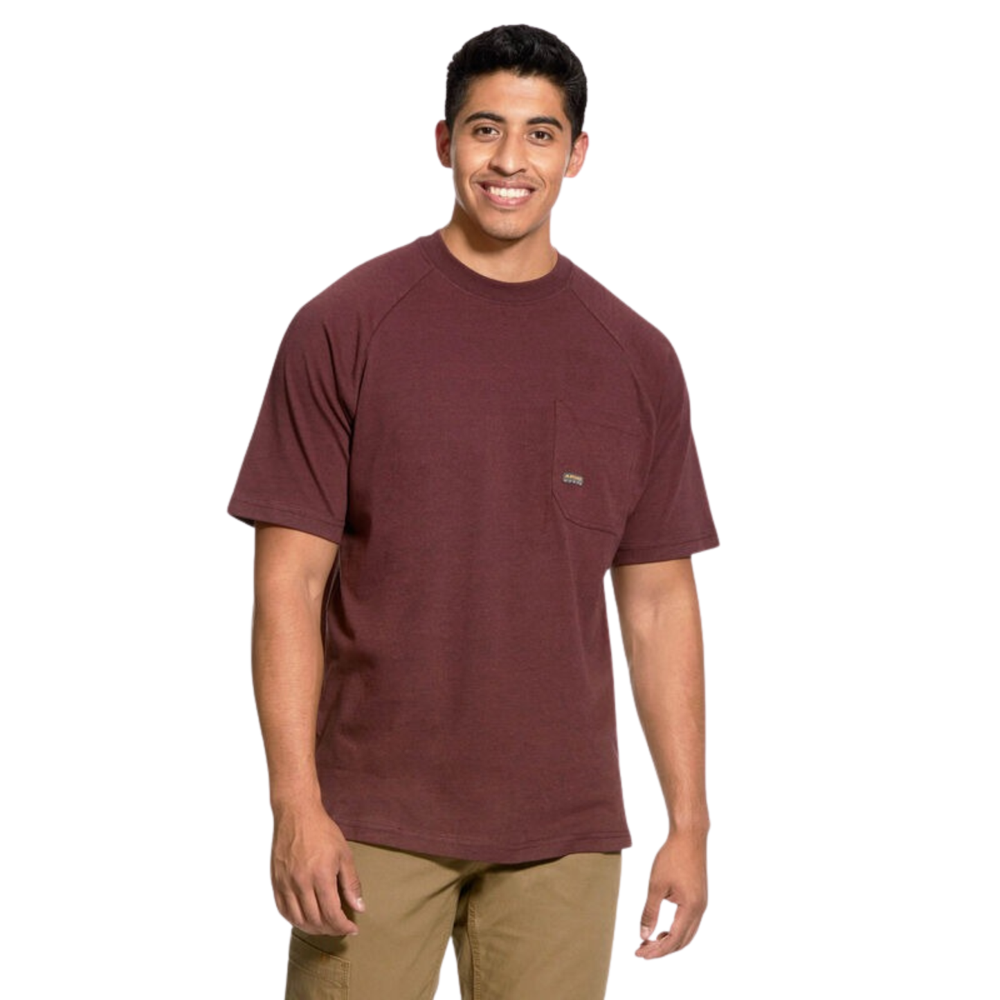 Ariat Men's Rebar Cotton Strong Short Sleeve T-Shirt - Burgundy Heather