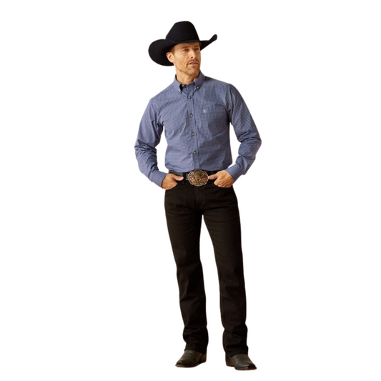 Ariat Men's Long Sleeve Pro Series Calvin Classic Fit Shirt- Navy