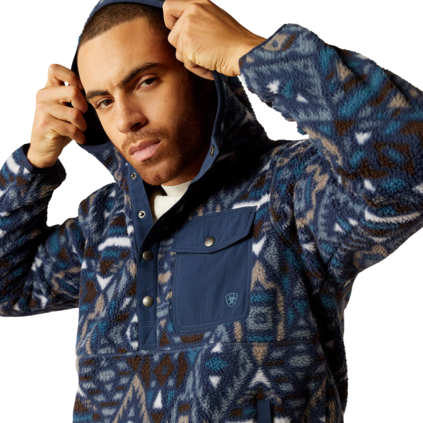 Ariat Men's  Polar Bear Fleece Hoodie- Navy Southwest