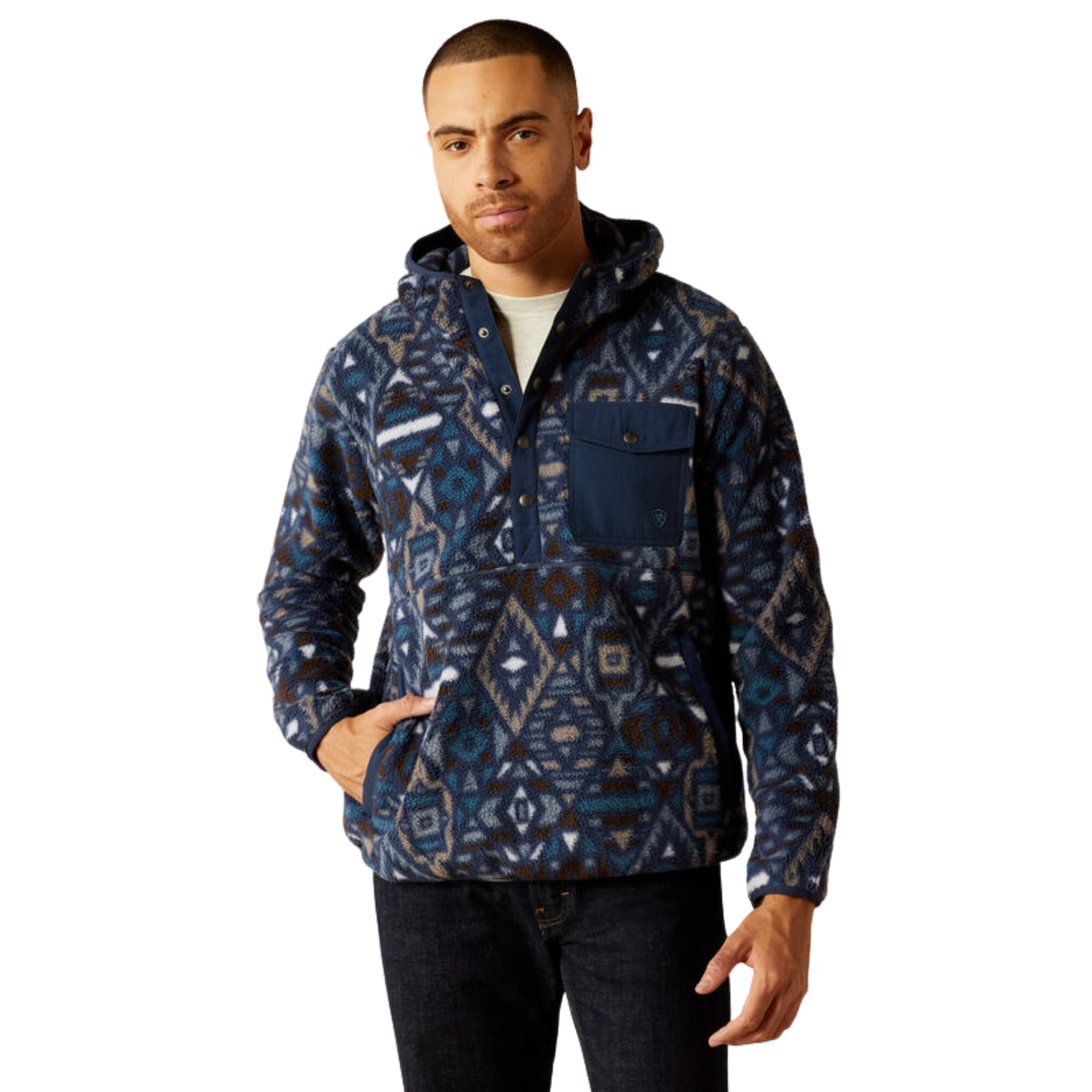 Ariat Men's  Polar Bear Fleece Hoodie- Navy Southwest